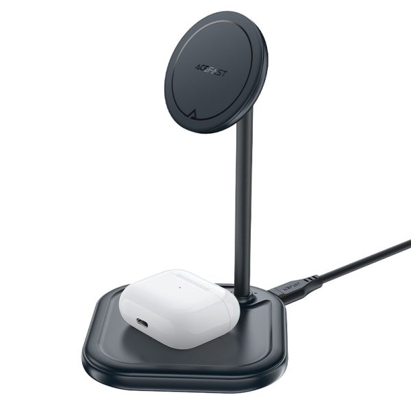 2in1 qi 15W bezvadu lādētājs un stends iPhone un Apple AirPods E6 Black