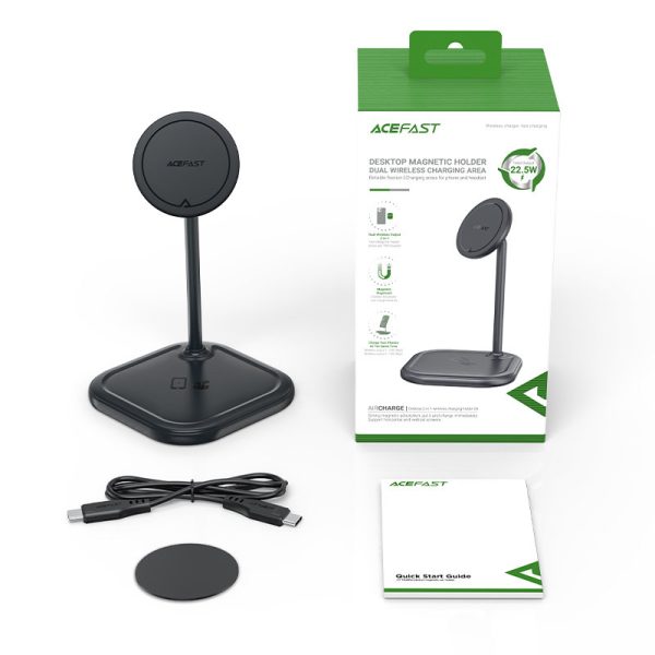 2in1 qi 15W bezvadu lādētājs un stends iPhone un Apple AirPods E6 Black
