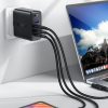 Ātrs GaN 3X USB-C 1X USB-A GAN lādētājs + USB-C 100W 2M USB-C leņķiskais kabelis 2m melns