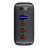 Ātrs GaN 3X USB-C 1X USB-A GAN lādētājs + USB-C 100W 2M USB-C leņķiskais kabelis 2m melns