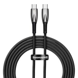 Kabelis Ātra lādēšana Kabeļa mirdzuma sērija USB-C 480MB/S PD 100W 2M Black