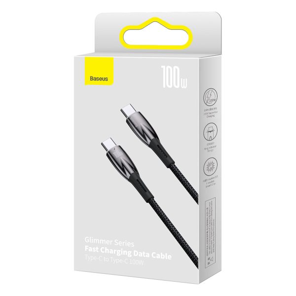 Kabelis Ātra lādēšana Kabeļa mirdzuma sērija USB-C 480MB/S PD 100W 2M Black