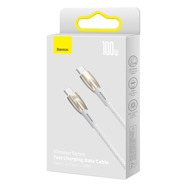 Kabelis Kabelis ātrai uzlādēšanai Glimmer Series USB-C 480MB/S PD 100W 2m balts