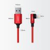 Leņķa kabeļa kabelis iPhone USB - zibens mfi 2,4a 1m melns