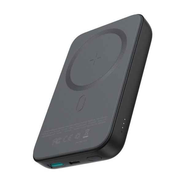 Mini Power Bank 1000mah Magnētiskais ar QC PD USB-C-C QC lādētājs melns