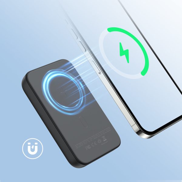 Mini Power Bank 1000mah Magnētiskais ar QC PD USB-C-C QC lādētājs melns