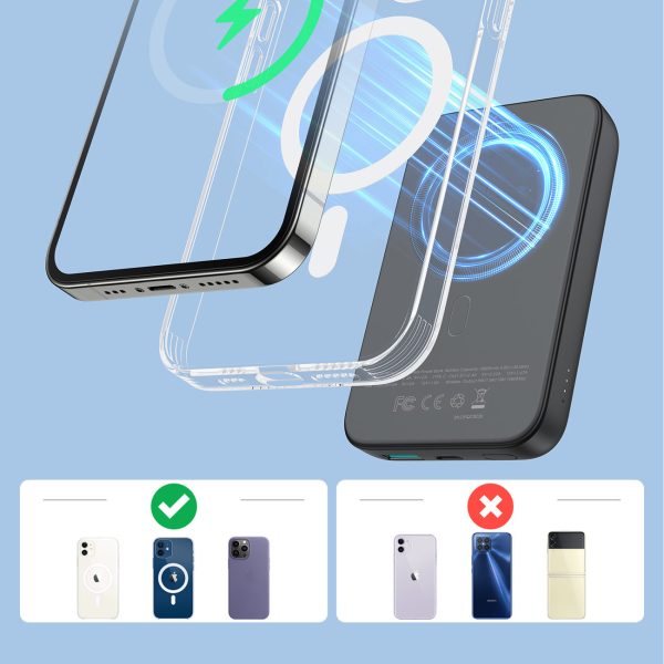 Mini Power Bank 1000mah Magnētiskais ar QC PD USB-C-C QC lādētājs melns