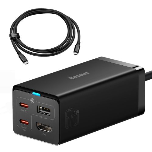 2in1 Gan5 Pro + Hub HDMI HDMI 4K 2X USB-C USB-A USB-A Converter Charger