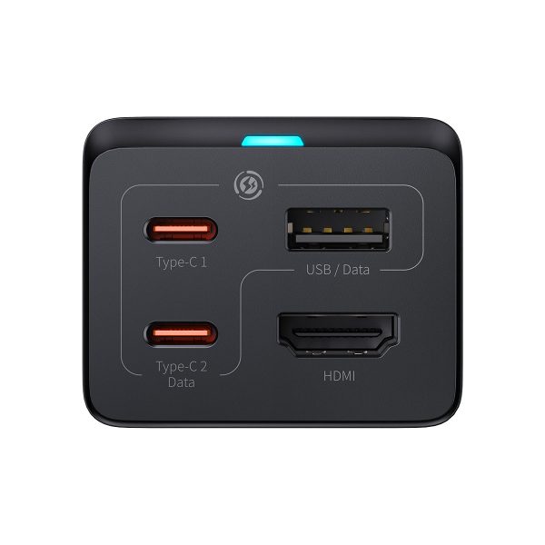 2in1 Gan5 Pro + Hub HDMI HDMI 4K 2X USB-C USB-A USB-A Converter Charger