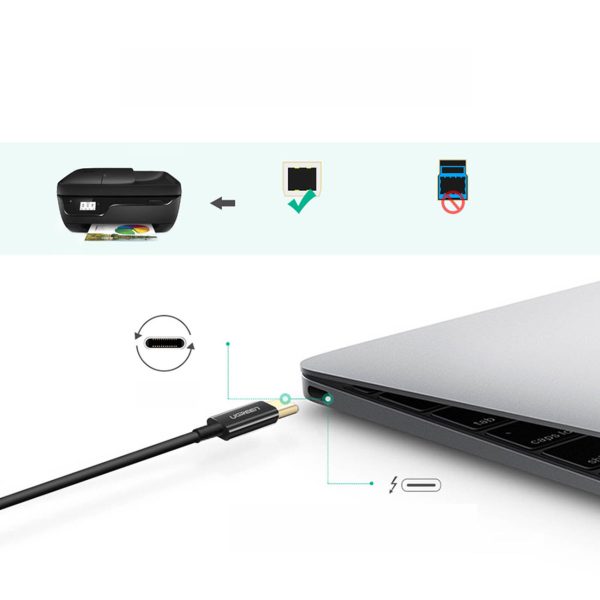 Kabeļa virziens Dirtrakcijai Dircy USB-C-USB-B 480MB/s 2m melns