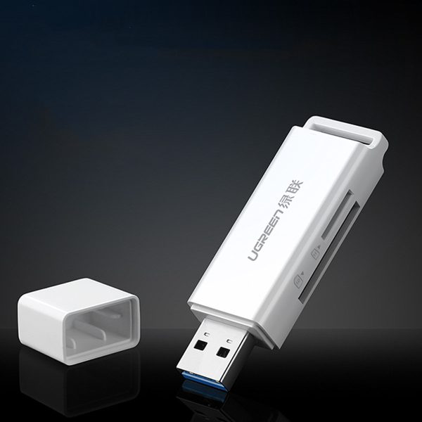 TF SD atmiņas karšu lasītājs zem USB 3.0 balts