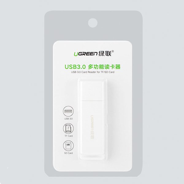 TF SD atmiņas karšu lasītājs zem USB 3.0 balts