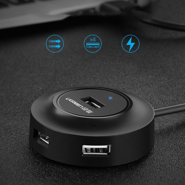4in1 centrmezgla izplatītāja adapteris USB no 2.0 līdz 4x USB-A 480MB/s 1m balts