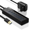 7in1 centrmezgla izplatītājs USB-A adapteris līdz 7x USB-A 5GB/s melns