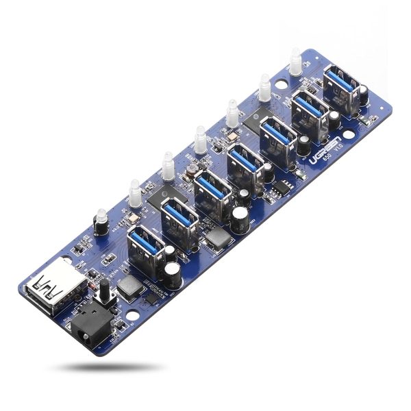 7in1 centrmezgla izplatītājs USB-A adapteris līdz 7x USB-A 5GB/s melns