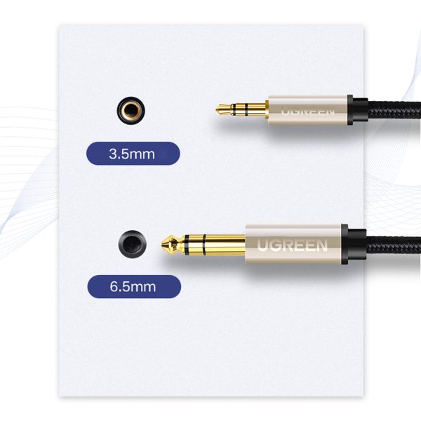 Kabeļa kabeļa audio adapteris TRS mini ligzda 3,5 mm - ligzda 6,35 mm 2m pelēks