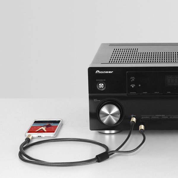 Kabeļa kabeļa audio kolektora mini ligzda 3,5 mm - 2x ligzda 6,35 mm 1m pelēks
