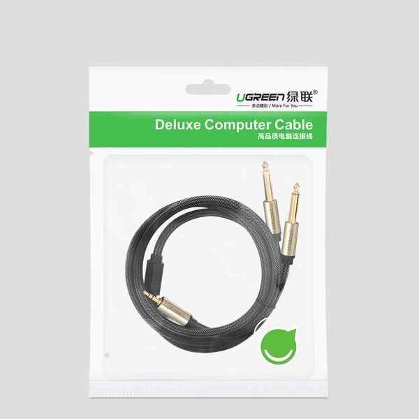 Kabeļa kabeļa audio kolektora mini ligzda 3,5 mm - 2x ligzda 6,35 mm 1m pelēks
