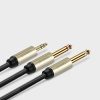 Kabeļa kabeļa audio kolektora mini ligzda 3,5 mm - 2x ligzda 6,35 mm 1m pelēks