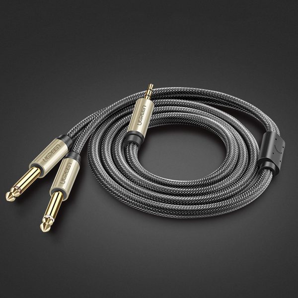 Kabeļa kabeļa audio kolektora mini ligzda 3,5 mm - 2x ligzda 6,35 mm 1m pelēks