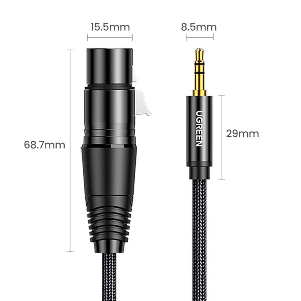 Kabeļu audio kabelis 3,5 mm mini ligzda (vīrietis) - XLR (mātīte) 1m melns