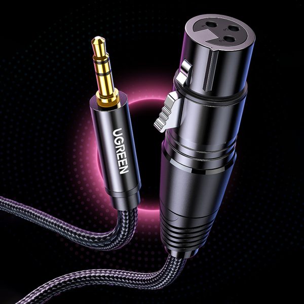 Kabeļu audio kabelis 3,5 mm mini ligzda (vīrietis) - XLR (mātīte) 1m melns