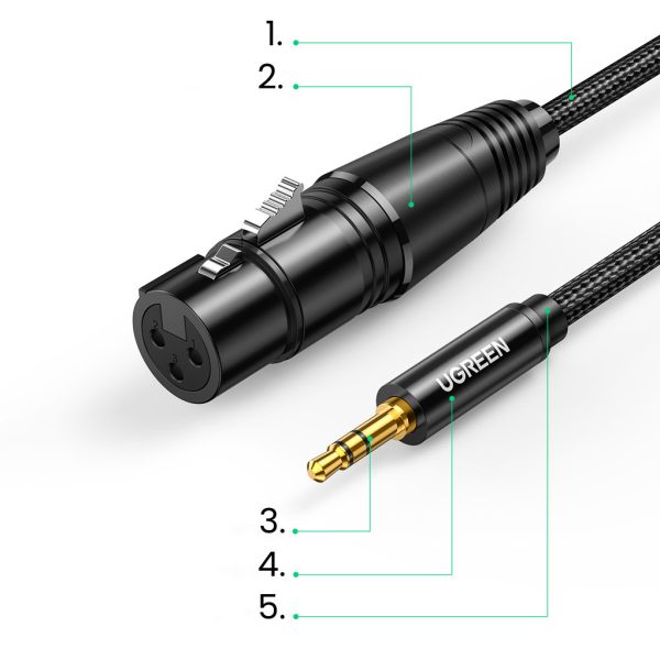 Kabeļu audio kabelis 3,5 mm mini ligzda (vīrietis) - XLR (mātīte) 1m melns