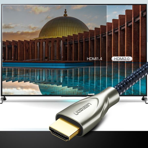 Izturīgs kabelis HDMI 2,0 4K 60Hz pītā 1 m pelēkā krāsā