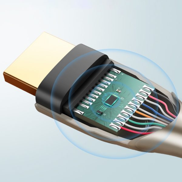 Izturīgs kabelis HDMI 2,0 4K 60Hz pītā 1 m pelēkā krāsā