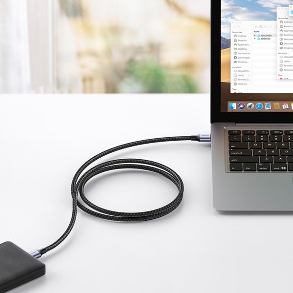 Izturīgs kabelis USB 3,0 5GB/s 2m pelēkā pītā kabelī