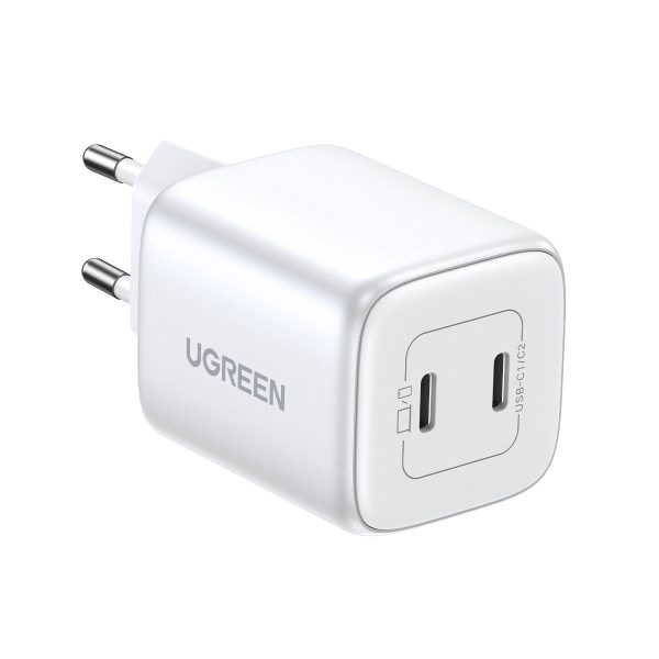 Ātrs GAN 2X USB-C 45W QC PD baltais lādētājs