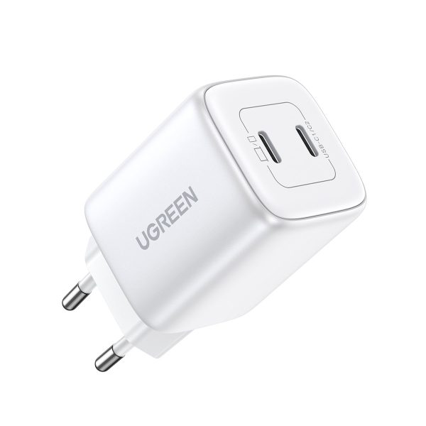 Ātrs GAN 2X USB-C 45W QC PD baltais lādētājs