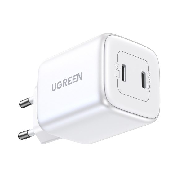 Ātrs GAN 2X USB-C 45W QC PD baltais lādētājs