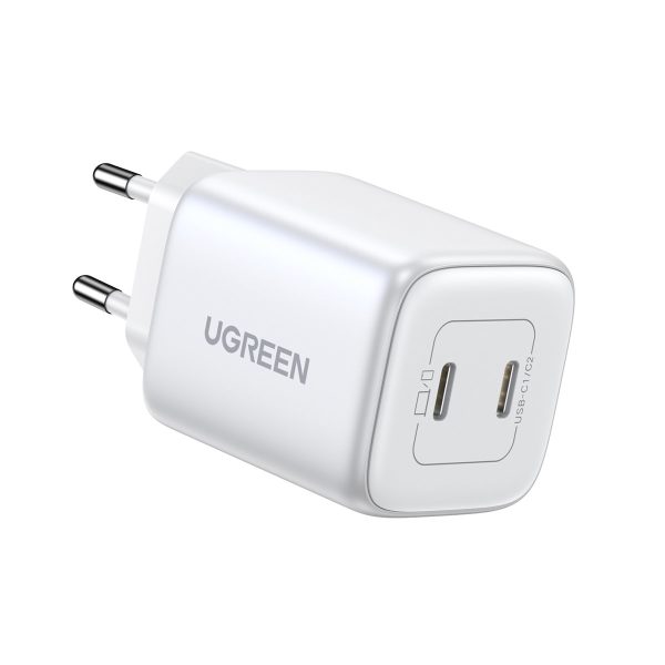 Ātrs GAN 2X USB-C 45W QC PD baltais lādētājs