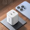 Ātrs GAN 2X USB-C 45W QC PD baltais lādētājs