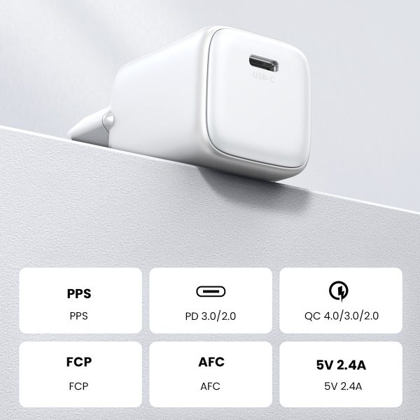 Ātrs GAN 1X USB-C 30W PD Nexode Minia Biała lādētājs