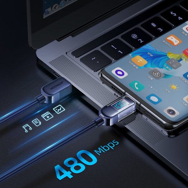 Kabelis USB-C kabelis ātrai uzlādēšanai un datu pārsūtīšanai 100W 1,2 m zilā krāsā