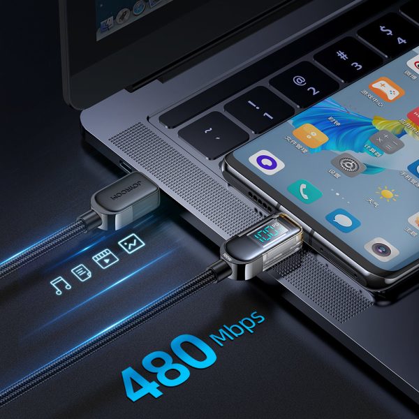 Kabelis USB-C kabelis ātrai uzlādēšanai un datu pārsūtīšanai 100W 1,2 m melnā krāsā