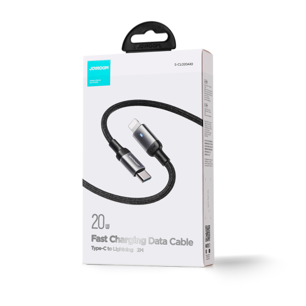 Kabelis Kabelis iPhone USB -C - zibens A10 sērija 20W 1,2m melns