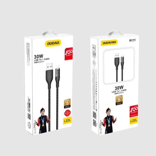 1021083-6-przewod-kabel-do-szybkiego-ladowania-usb-dudao-hurtownia-sklep Kapa kabelis ātrai lādēšanai USB - zibens 30 w 1m pelēks