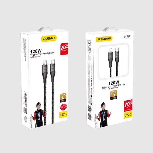 Kabelis Kabelis ātrai lādēšanai USB-C 120W 1M pelēkā krāsā