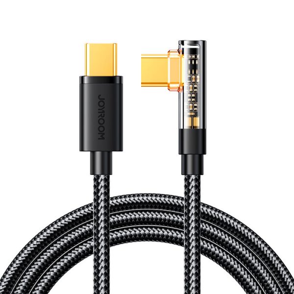 Leņķis USB-C leņķiskais kabelis ātrai uzlādēšanai un datu pārsūtīšanai 100W 1