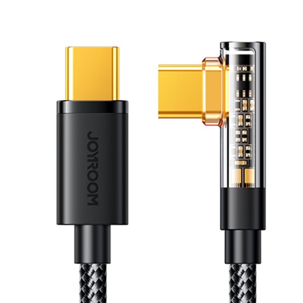 Leņķis USB-C leņķiskais kabelis ātrai uzlādēšanai un datu pārsūtīšanai 100W 1,2 m melnā krāsā