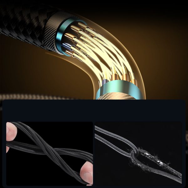 USB -C leņķiskais kabelis - USB ātrai uzlādēšanai un datu pārsūtīšanai 3A 1,2m melnā krāsā
