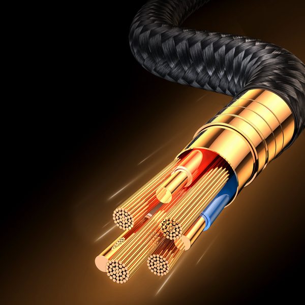 USB -C leņķiskais kabelis - USB ātrai uzlādēšanai un datu pārsūtīšanai 3A 1,2m melnā krāsā