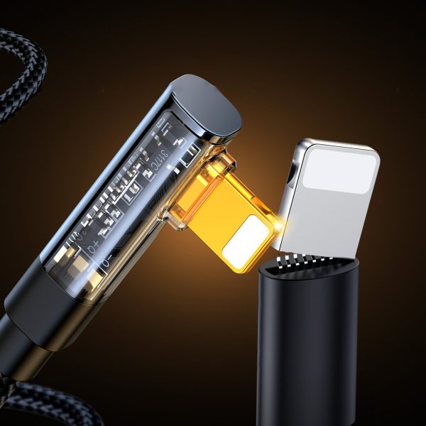 Leņķa kabeļa iPhone zibens - USB lādēšanai un datu pārsūtīšanai 2,4A 1,2m melns