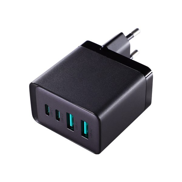 GAN 67W 2X USB 2X USB-C lādētājs + USB-C kabelis 1,2m melns