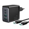 GAN 67W 2X USB 2X USB-C lādētājs + USB-C kabelis 1,2m melns