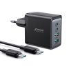 GAN 67W 2X USB 2X USB-C lādētājs + USB-C kabelis 1,2m melns