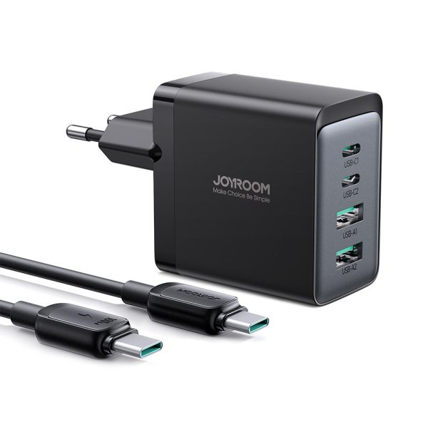 GAN 67W 2X USB 2X USB-C lādētājs + USB-C kabelis 1,2m melns